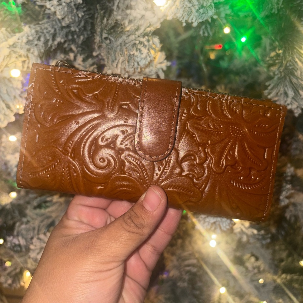 Patricia Nash Embossed Brown Leather Wallet